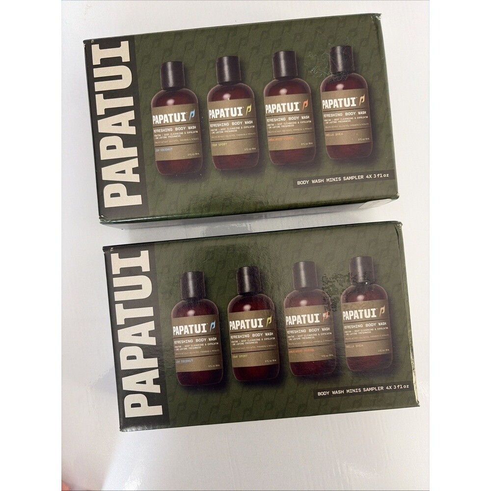 NEW Papatui Men's Body Wash Minis Sampler Set 4x3oz Travel Size The Rock (x2)